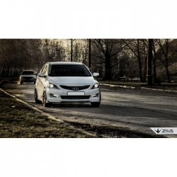 4 499 р. Накладка на передний бампер TopKontur Design Hyundai Solaris RBr седан рестайлинг (2014-2017) (Глянец под окраску, Неокрашенная)  с доставкой в г. Тольятти. Увеличить фотографию 4