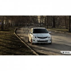 4 499 р. Накладка на передний бампер TopKontur Design Hyundai Solaris RBr седан рестайлинг (2014-2017) (Глянец под окраску, Неокрашенная)  с доставкой в г. Тольятти. Увеличить фотографию 6