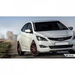 4 499 р. Накладка на передний бампер TopKontur Design Hyundai Solaris RBr седан рестайлинг (2014-2017) (Глянец под окраску, Неокрашенная)  с доставкой в г. Тольятти. Увеличить фотографию 7