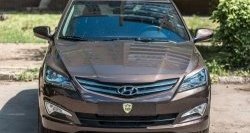 669 р. Реснички на фары Кураж  Hyundai Solaris  RBr (2014-2017) седан рестайлинг (Неокрашенные)  с доставкой в г. Тольятти. Увеличить фотографию 2