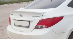 2 899 р. Лип спойлер Кураж средний  Hyundai Solaris  RBr (2014-2017) седан рестайлинг (Неокрашенный)  с доставкой в г. Тольятти. Увеличить фотографию 2