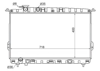 Радиатор двигателя (трубчатый, 2.0/2.4/2.5/2.7, МКПП) SAT Hyundai Sonata EF рестайлинг ТагАЗ (2001-2013)