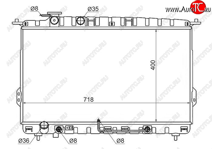 6 799 р. Радиатор двигателя (трубчатый, 2.0/2.4/2.5/2.7, МКПП/АКПП) SAT Hyundai Sonata EF рестайлинг ТагАЗ (2001-2013)  с доставкой в г. Тольятти