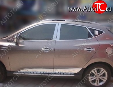 3 749 р. Накладки на верхнюю часть по периметру окон боковых дверей СТ Hyundai Tucson LM (2010-2017) (Неокрашенные)  с доставкой в г. Тольятти