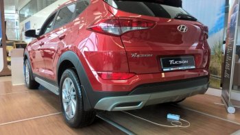 5 649 р. Накладка на задний бампер АвтоКрат Hyundai Tucson TL дорестайлинг (2015-2018) (Неокрашенная)  с доставкой в г. Тольятти. Увеличить фотографию 3