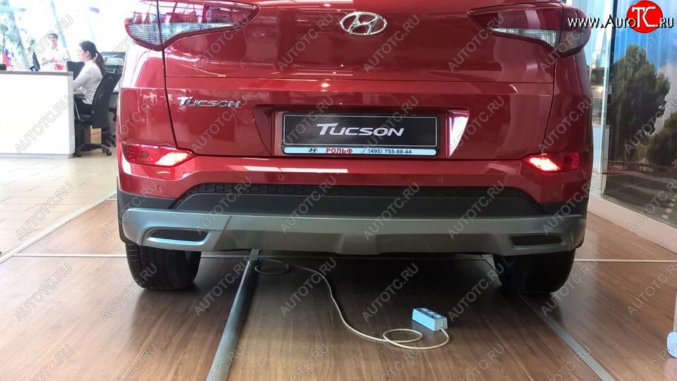 5 649 р. Накладка на задний бампер АвтоКрат Hyundai Tucson TL дорестайлинг (2015-2018) (Неокрашенная)  с доставкой в г. Тольятти