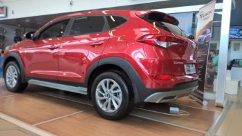 7 349 р. Пластиковые пороги АвтоКрат Hyundai Tucson TL дорестайлинг (2015-2018) (Неокрашенные)  с доставкой в г. Тольятти. Увеличить фотографию 2