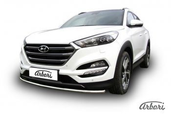 11 789 р. Защита переднего бампера Arbori (нержавейка, 1 труба d42 mm). Hyundai Tucson TL дорестайлинг (2015-2018)  с доставкой в г. Тольятти. Увеличить фотографию 2