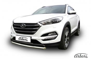 14 291 р. Защита переднего бампера Arbori (нержавейка, 1 труба d57 mm). Hyundai Tucson TL дорестайлинг (2015-2018)  с доставкой в г. Тольятти. Увеличить фотографию 2