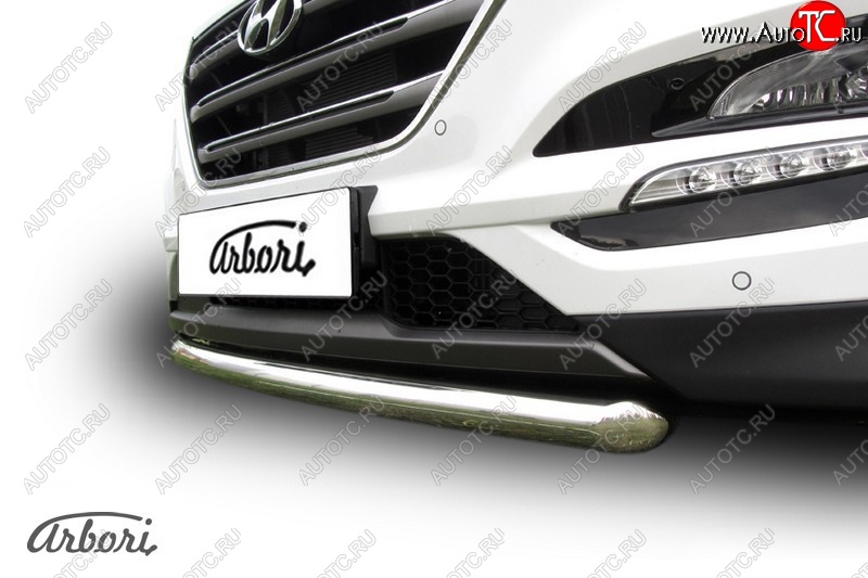 14 291 р. Защита переднего бампера Arbori (нержавейка, 1 труба d57 mm). Hyundai Tucson TL дорестайлинг (2015-2018)  с доставкой в г. Тольятти