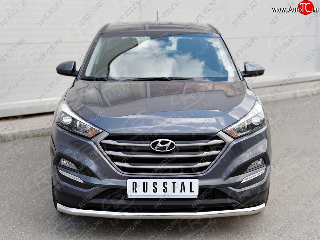 17 749 р. Защита переднего бампера (Ø63 мм, нержавейка) SLITKOFF Hyundai Tucson TL дорестайлинг (2015-2018)  с доставкой в г. Тольятти