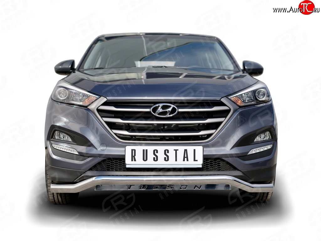 20 549 р. Защита переднего бампера (Ø63 мм волна, нержавейка) SLITKOFF Hyundai Tucson TL дорестайлинг (2015-2018)  с доставкой в г. Тольятти