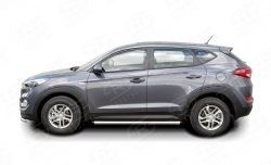 15 799 р. Защита порогов из круглой трубы диаметром 63 мм Russtal Hyundai Tucson TL дорестайлинг (2015-2018)  с доставкой в г. Тольятти. Увеличить фотографию 2