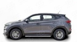 20 749 р. Широкая защита порогов Russtal Hyundai Tucson TL дорестайлинг (2015-2018) (Защита порогов с со скосами на торцах (вариант 1))  с доставкой в г. Тольятти. Увеличить фотографию 2