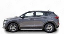 20 749 р. Широкая защита порогов Russtal Hyundai Tucson TL дорестайлинг (2015-2018) (Защита порогов с со скосами на торцах (вариант 1))  с доставкой в г. Тольятти. Увеличить фотографию 3