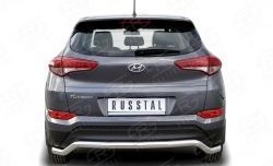 Защита заднего бампера (Ø63 мм волна, нержавейка) SLITKOFF Hyundai (Хюндаи) Tucson (Туссон)  TL (2015-2018) TL дорестайлинг