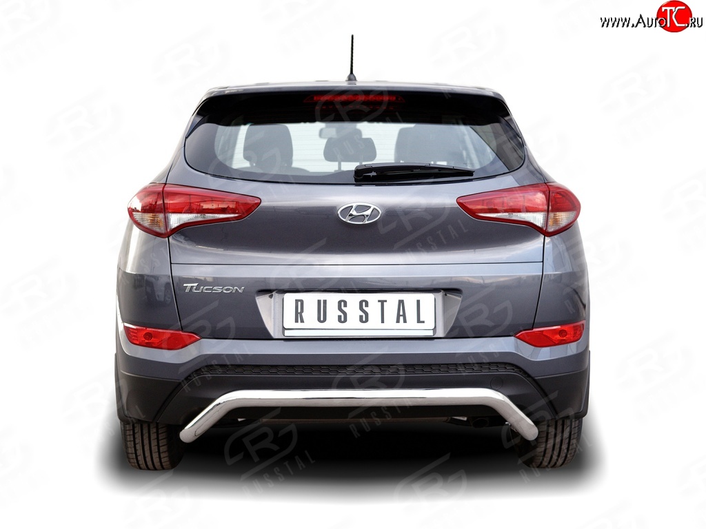 15 349 р. Защита заднего бампера (Ø63 мм волна короткая, нержавейка) SLITKOFF Hyundai Tucson TL дорестайлинг (2015-2018)  с доставкой в г. Тольятти