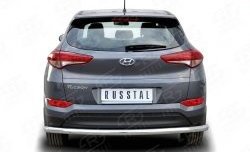 Защита заднего бампера (Ø63 мм длинная, нержавейка) SLITKOFF Hyundai (Хюндаи) Tucson (Туссон)  TL (2015-2018) TL дорестайлинг