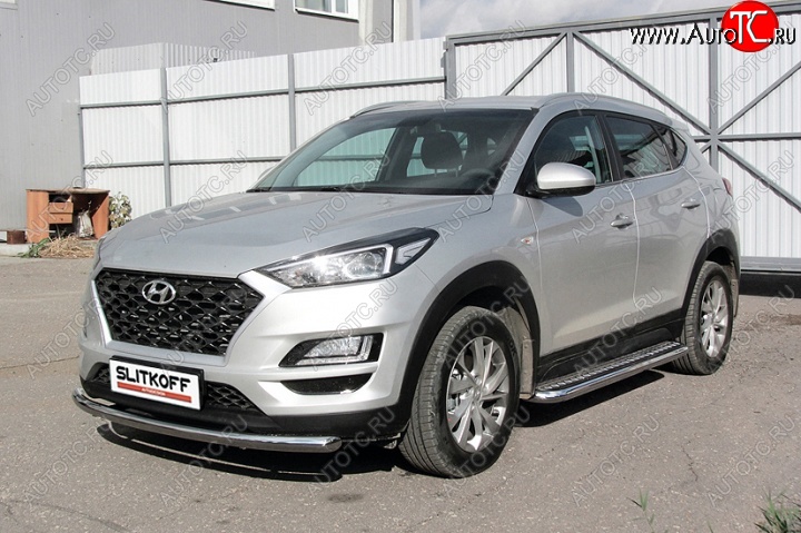 18 599 р. Защита порогов d57 Slitkoff (с листом) Hyundai Tucson TL рестайлинг (2018-2021)  с доставкой в г. Тольятти