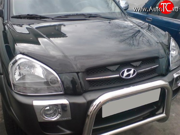 2 204 р. Дефлектор капота NovLine (рестайлинг) Hyundai Tucson JM (2004-2010)  с доставкой в г. Тольятти