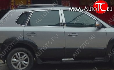 4 749 р. Накладки на центральные стойки дверей СТ Hyundai Tucson JM (2004-2010) (Неокрашенные)  с доставкой в г. Тольятти