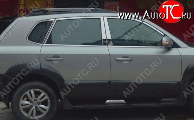 6 899 р. Накладки на верхнюю часть по периметру окон боковых дверей СТ Hyundai Tucson JM (2004-2010) (Неокрашенные)  с доставкой в г. Тольятти