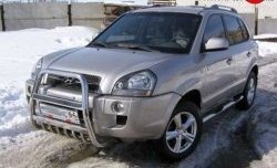 Высокая усиленная защита переднего бампера с защитой картера Slitkoff Hyundai Tucson JM (2004-2010) ()