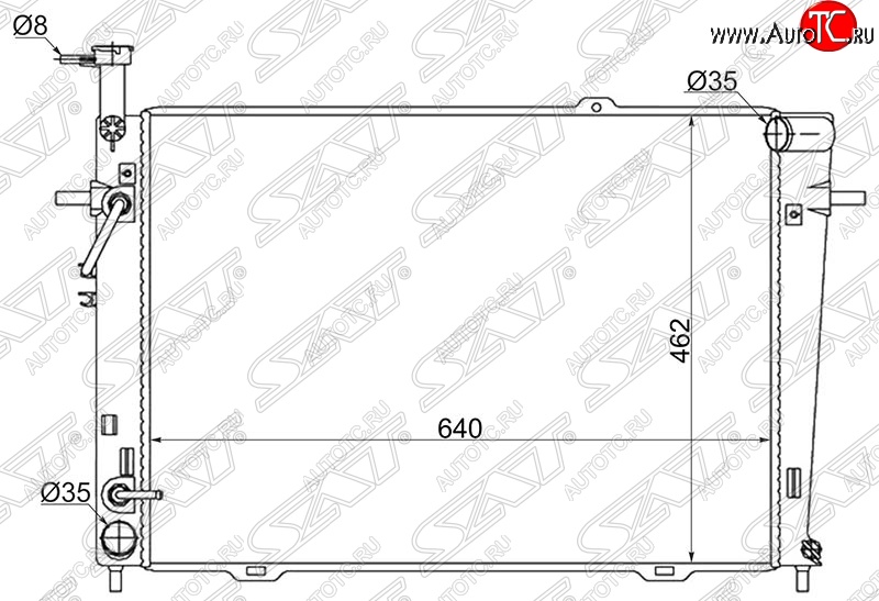 5 949 р. Радиатор двигателя (трубчатый, 2.0/2.7, МКПП/АКПП) SAT Hyundai Tucson JM (2004-2010)  с доставкой в г. Тольятти