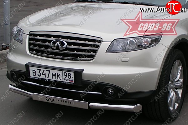 28 394 р. Защита переднего бампера одинарная (Европа) Souz-96 (d76) INFINITI FX35 S50 дорестайлинг (2002-2005)  с доставкой в г. Тольятти