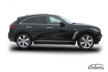 Защита штатных порогов Arbori (черная, d57 mm). INFINITI FX35 S51 дорестайлинг (2008-2011)