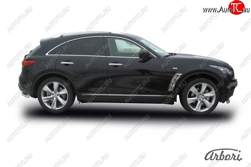 8 369 р. Защита штатных порогов Arbori (черная, d57 mm). INFINITI FX35 S51 дорестайлинг (2008-2011)  с доставкой в г. Тольятти