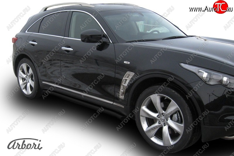 10 259 р. Защита штатных порогов Arbori (черная, d76 mm). INFINITI FX35 S51 дорестайлинг (2008-2011)  с доставкой в г. Тольятти