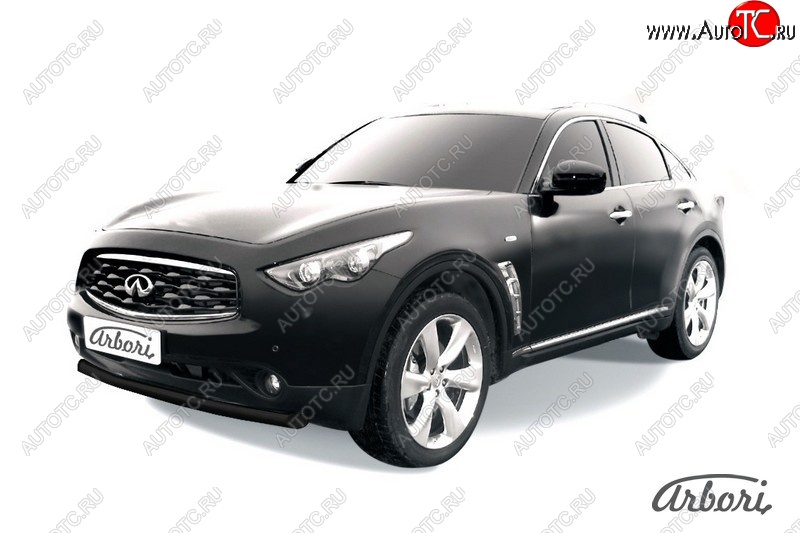 11 159 р. Защита переднего бампера Arbori (черная, 1 труба d76 mm). INFINITI FX50 S51 рестайлинг (2012-2014)  с доставкой в г. Тольятти