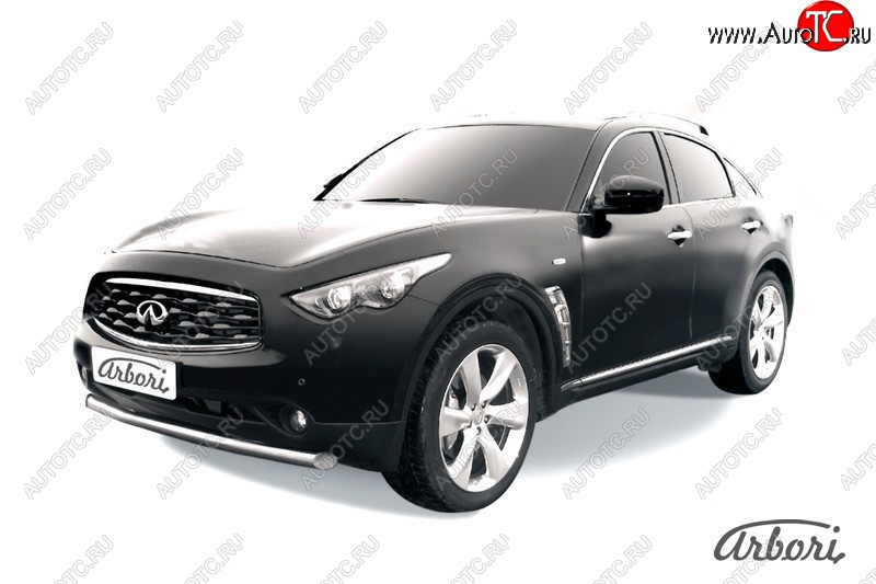 4 999 р. Защита переднего бампера Arbori (нержавейка, 1 труба d76 mm). INFINITI FX50 S51 рестайлинг (2012-2014)  с доставкой в г. Тольятти