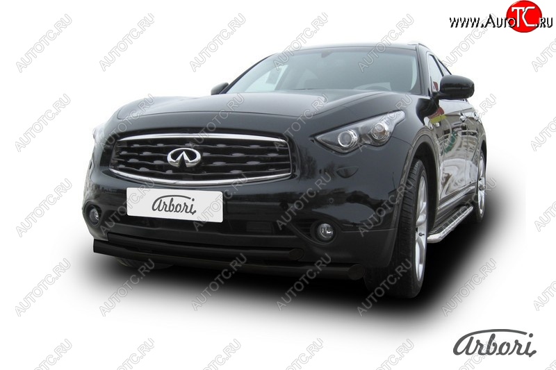 13 859 р. Защита переднего бампера Arbori (черная, 2 трубы d76 и 57 mm) INFINITI FX50 S51 рестайлинг (2012-2014)  с доставкой в г. Тольятти