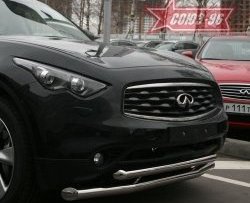 27 134 р. Защита переднего бампера двойная Souz-96 (d76/60) INFINITI FX50 S51 рестайлинг (2012-2014)  с доставкой в г. Тольятти. Увеличить фотографию 2