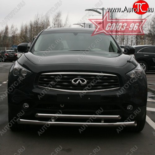 27 134 р. Защита переднего бампера двойная Souz-96 (d76/60) INFINITI FX50 S51 рестайлинг (2012-2014)  с доставкой в г. Тольятти