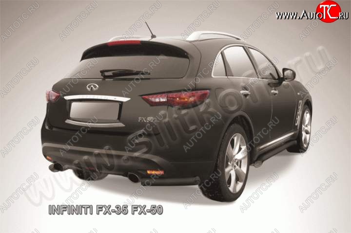 7 599 р. Защита заднего бампера из уголков d57 Slitkoff INFINITI FX35 S51 дорестайлинг (2008-2011) (Цвет: серебристый)  с доставкой в г. Тольятти