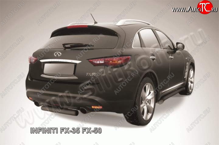 7 599 р. Защита заднего бампера из трубы d76 Slitkoff (короткая) INFINITI FX35 S51 дорестайлинг (2008-2011) (Цвет: серебристый)  с доставкой в г. Тольятти