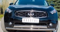 27 649 р. Защита переднего бампера (2 трубыØ75х42 мм, нержавейка) Russtal INFINITI QX70 S51 (2013-2020)  с доставкой в г. Тольятти. Увеличить фотографию 2