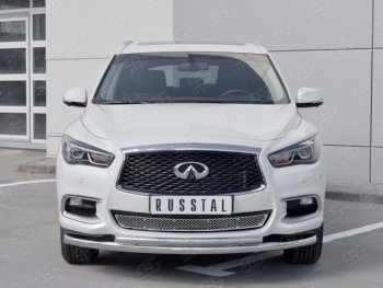 22 899 р. Защита переднего бампера (2 трубыØ63 и 42 мм, нержавейка) SLITKOFF INFINITI QX60 L50 рестайлинг (2016-2021)  с доставкой в г. Тольятти. Увеличить фотографию 2