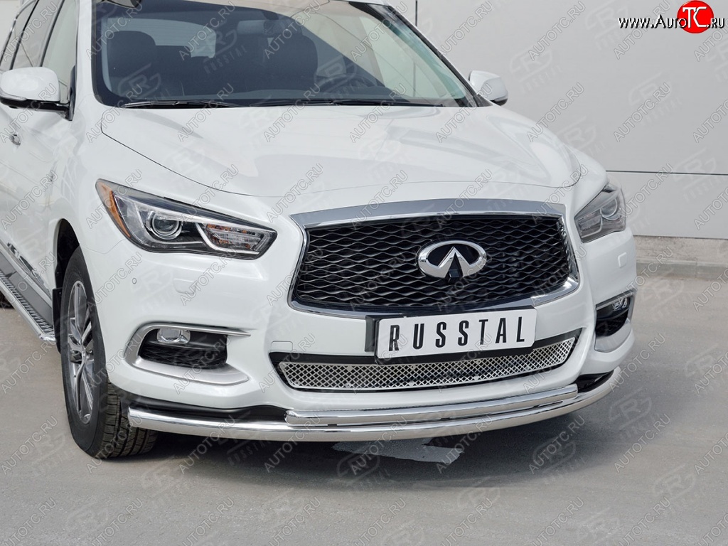 22 899 р. Защита переднего бампера (2 трубыØ63 и 42 мм, нержавейка) SLITKOFF INFINITI QX60 L50 рестайлинг (2016-2021)  с доставкой в г. Тольятти