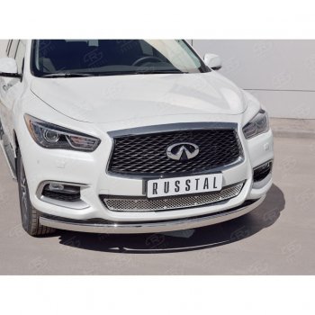 17 749 р. Защита переднего бампера (Ø75х42 мм, нержавейка) Russtal INFINITI QX60 L50 рестайлинг (2016-2021)  с доставкой в г. Тольятти. Увеличить фотографию 2