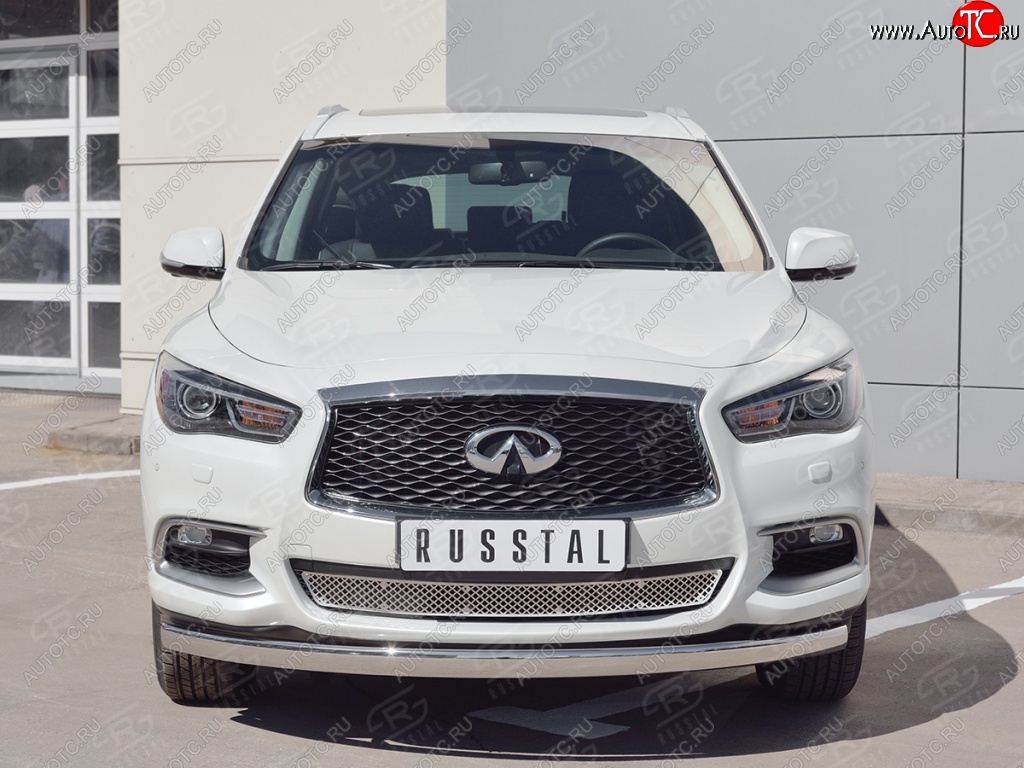 17 749 р. Защита переднего бампера (Ø75х42 мм, нержавейка) Russtal INFINITI QX60 L50 рестайлинг (2016-2021)  с доставкой в г. Тольятти