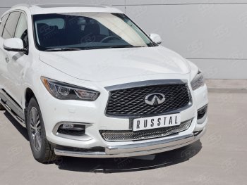 22 949 р. Защита переднего бампера (2 трубыØ63 и 75х42 мм, нержавейка) Russtal INFINITI QX60 L50 рестайлинг (2016-2021)  с доставкой в г. Тольятти. Увеличить фотографию 2