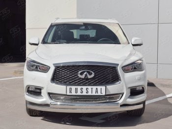 22 949 р. Защита переднего бампера (2 трубыØ63 и 75х42 мм, нержавейка) Russtal INFINITI QX60 L50 рестайлинг (2016-2021)  с доставкой в г. Тольятти. Увеличить фотографию 3