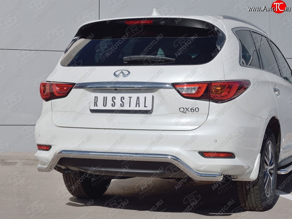 18 699 р. Защита заднего бампера (Ø63 мм волна, нержавейка) SLITKOFF INFINITI QX60 L50 рестайлинг (2016-2021)  с доставкой в г. Тольятти