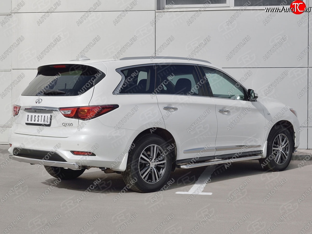 17 749 р. Защита заднего бампера (Ø75x42 мм, нержавейка) Russtal INFINITI QX60 L50 рестайлинг (2016-2021)  с доставкой в г. Тольятти