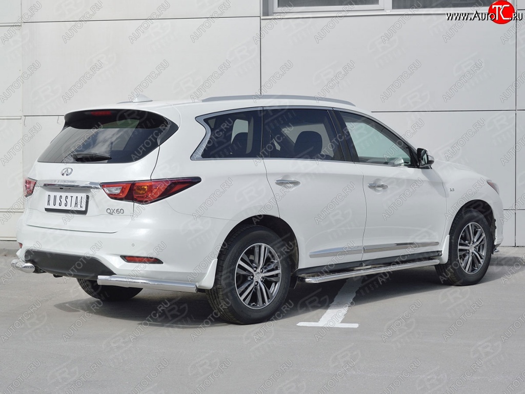 15 449 р. Защита заднего бампера (Ø76 мм уголки, нержавейка) SLITKOFF INFINITI QX60 L50 рестайлинг (2016-2021)  с доставкой в г. Тольятти