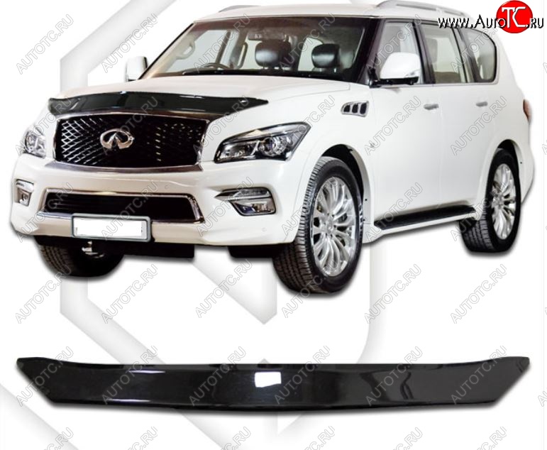 2 099 р. Дефлектор капота CA-Plastiс  INFINITI QX80  Z62 (2014-2018) 1-ый рестайлинг (Classic черный, Без надписи)  с доставкой в г. Тольятти